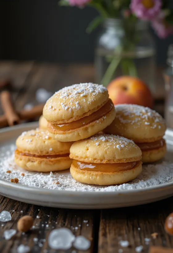 Kanil- og hunangskökur (Linzer) bornar fram