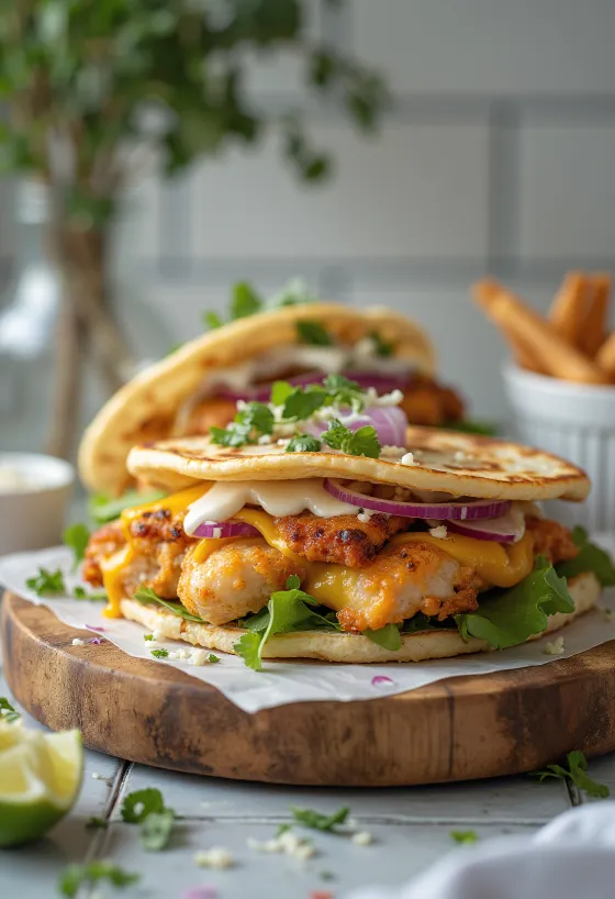 Kjúklingavefja með grilluðum kjúklingi og bráðnum osti