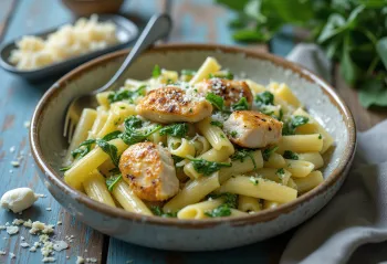 Kjúklingur með spínatpasta og parmesan