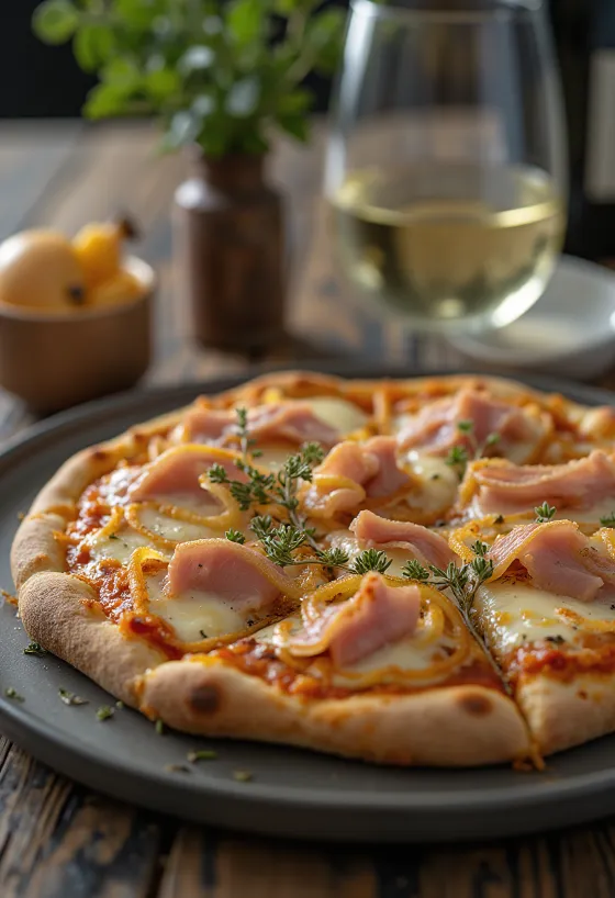 Pizza alla Messinese með túnfiski og lauk