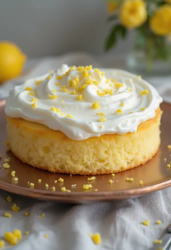 Vegan sítrónukaka skreytt með vegan rjóma