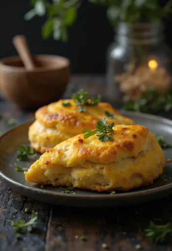 Kjúklingabaunabollur bornar fram