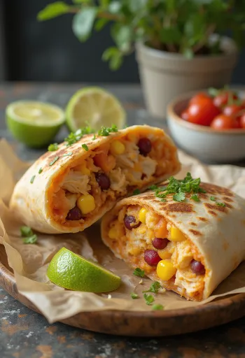 Kryddað kjúklingaburrito með fersku grænmeti og salsa