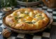 Focaccia með geitaosti og hunangi borin fram