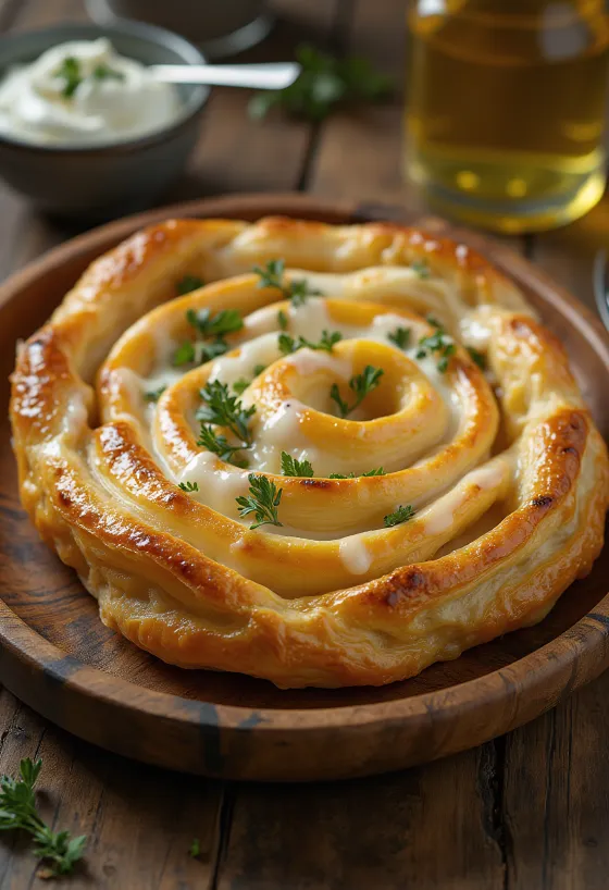 Burek með grilluðum kjúkling borið fram