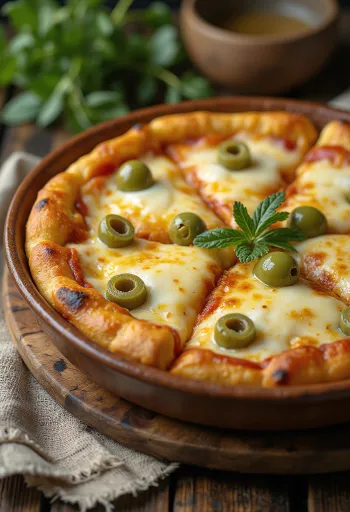 Pizza Argentina með þykkum botni, mozzarella og tómatsósu