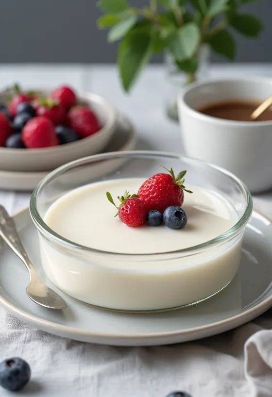 Sykurlaus panna cotta borin fram