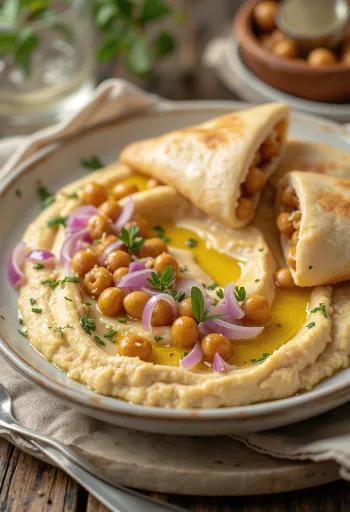Hummus píta með fersku grænmeti