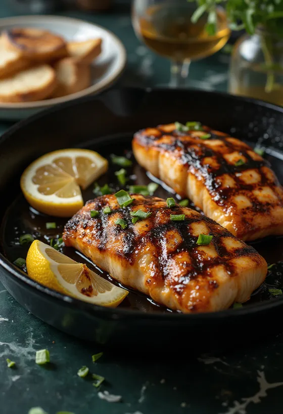 BBQ grillaður steinbítur með ferskum kryddjurtum