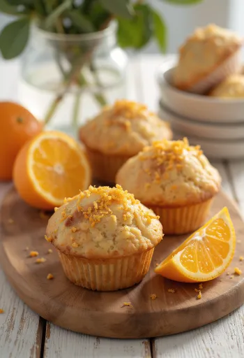 Kanil- og appelsínumuffins, gullinbrúnar