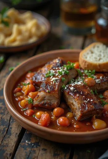 Reykt svínarif með lecsó og fersku brauði