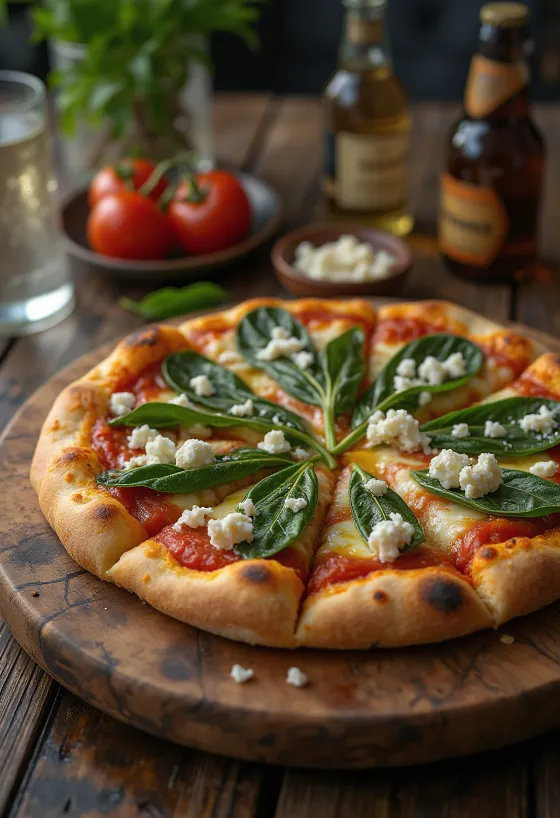 Pizza ai Caprini með geitaosti og spínati