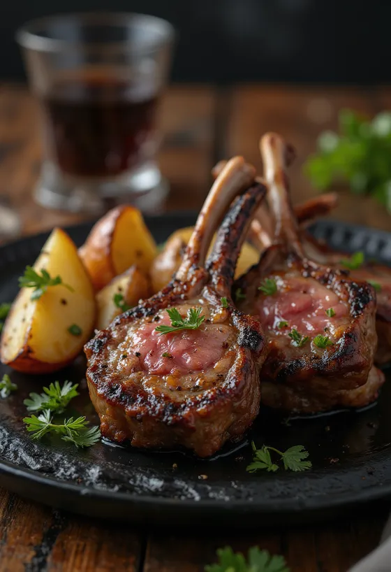 Grillaðar lambakótelettur með rósmarínkartöflum