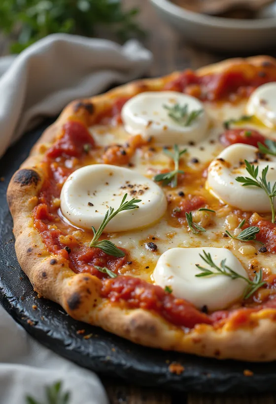 Pizza alla Mozzarella di Bufala með buffaló-mozzarella