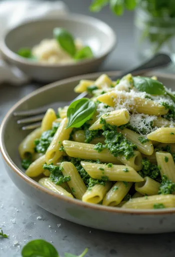 Rjómakennt spínatpasta með ferskum parmesanosti.