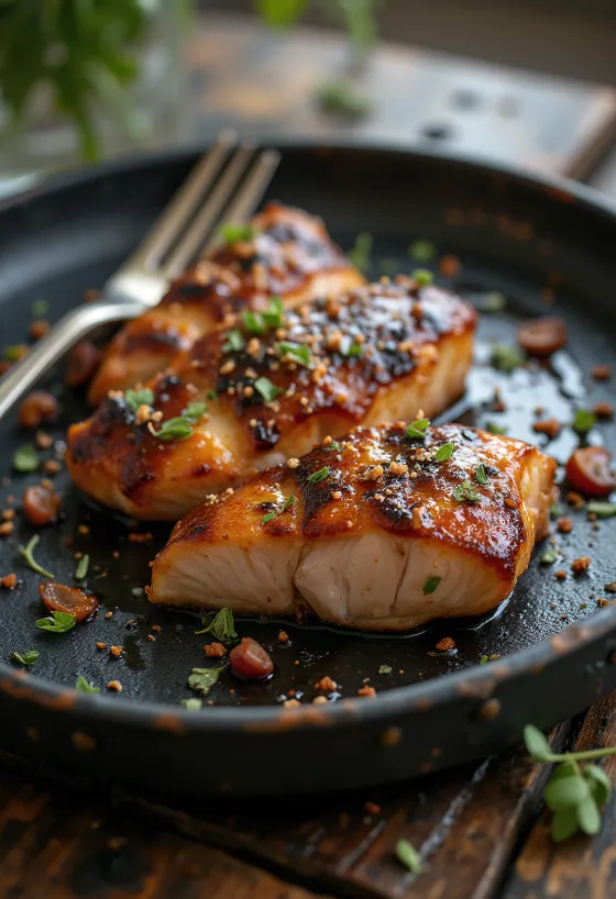 BBQ grillaður styrja með ferskum kryddjurtum
