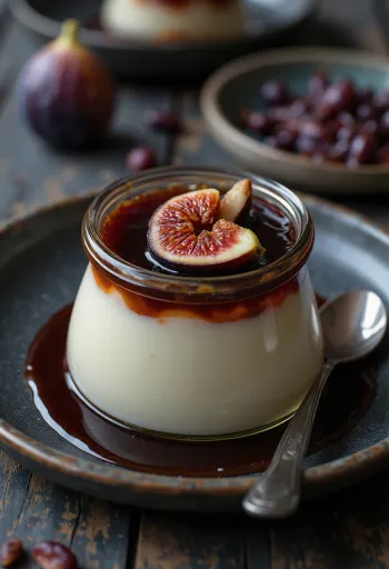Panna cotta með fíkjusultu í glasi