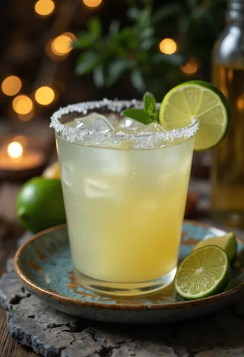 Margarita kokteill með saltbrún og limesneið