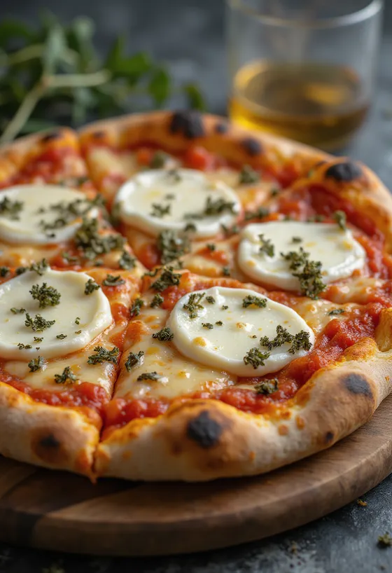 Pizza ai Formaggi di Capra með geitaosti og mozzarella
