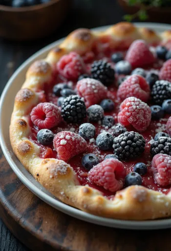 Pizza ai Frutti di Bosco með ferskum skógarberjum