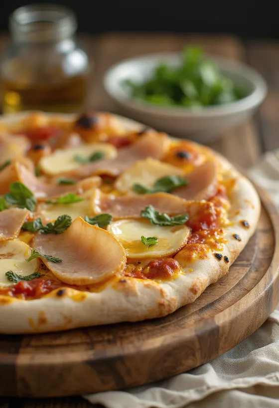 Pizza með lardo-speki, mozzarella og rósmarín