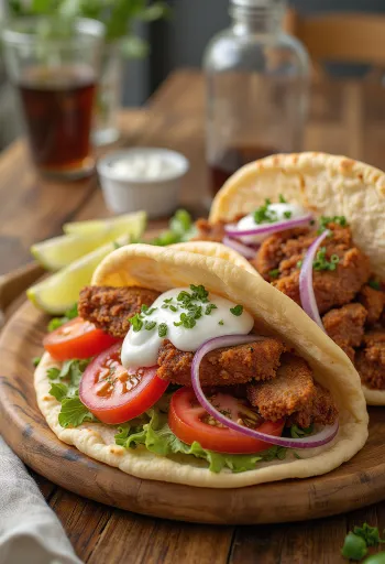 Grísakjöt Gyros, grískt svínakjöt í pítu með tzatziki sósu